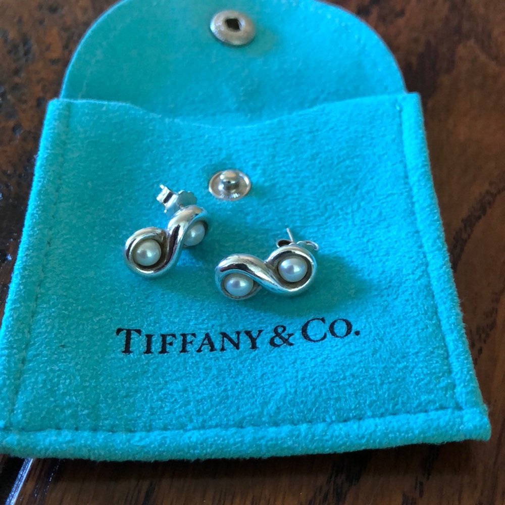 Authentic Tiffany silver and pearl earrings